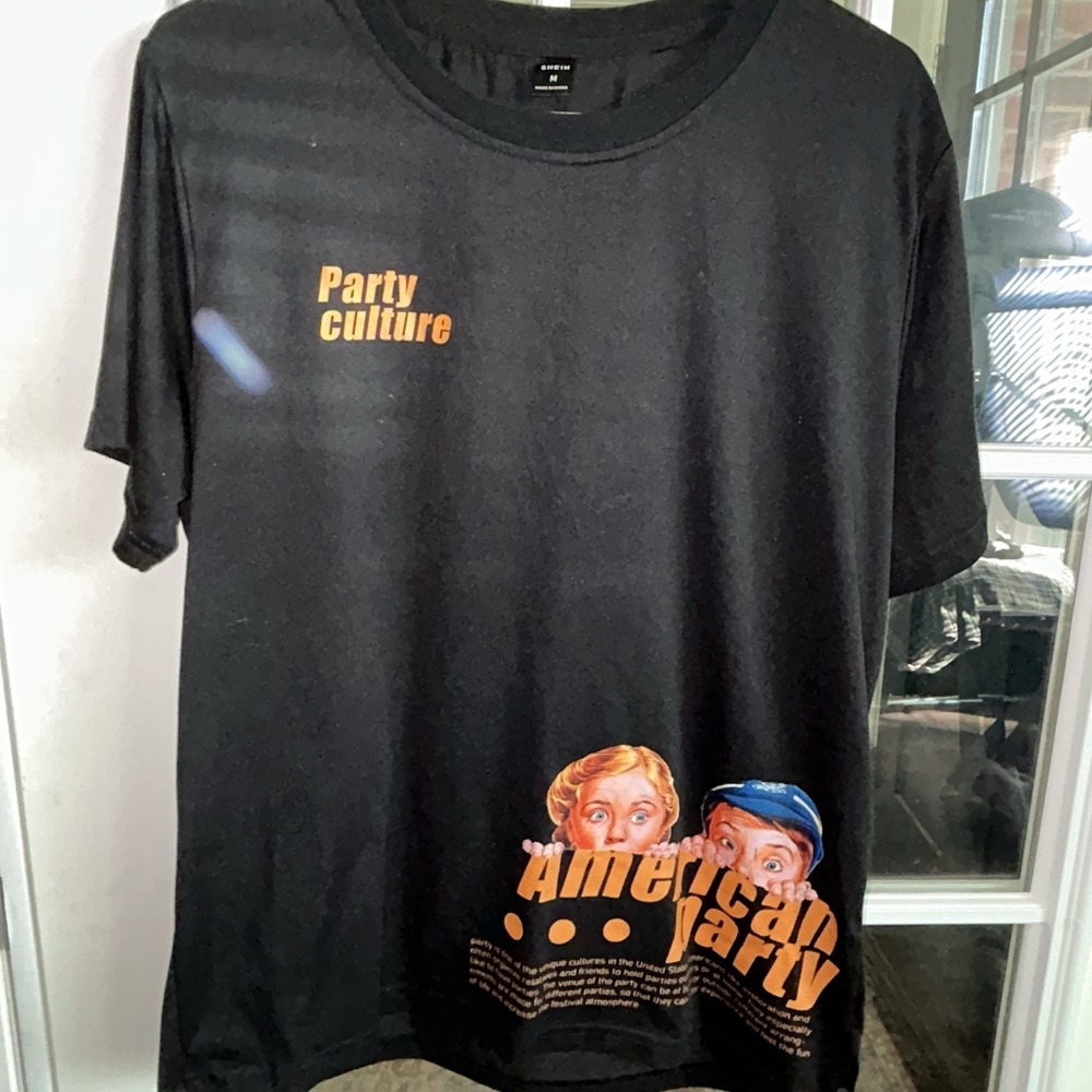 Quirky American Party Culture T-Shirt Peak Shein Medium Weird Odd Novelty Top